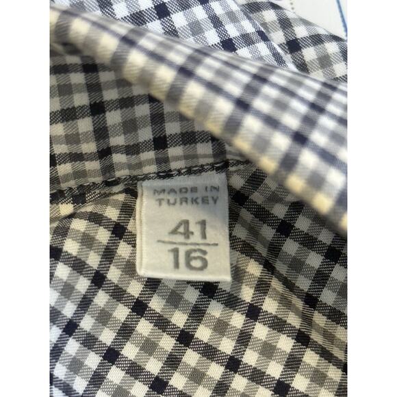 Ermenegildo Zegna Dress Shirt Men US 16 EU 41 Regular Black Gray Check Designer - Picture 3 of 6